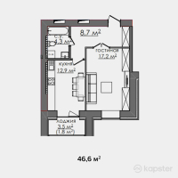 ЖК Senim — 1-ком 46,6 м² (null)