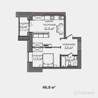 ЖК Senim — 2-ком 46,9 м² (null)