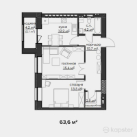 ЖК Инжу — 1-ком 63,6 м² (null)