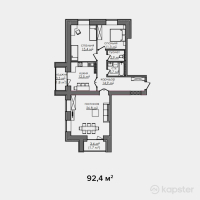 ЖК Батыс-Орда — 1-ком 92,4 м² (null)