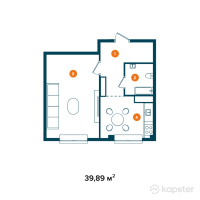 ЖК Baqyt Mekeni — 1-ком 39,9 м² (null)