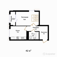 ЖК Jas Otau Comfort — 1-ком 42 м² (null)