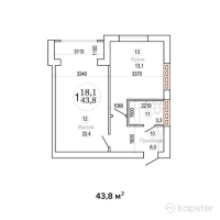 ЖК Saraishyq — 1-ком 43,8 м² (null)