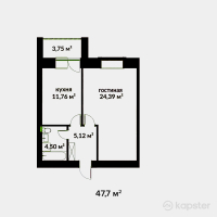 ЖК Manhattan — 1-ком 47.7 м² (от 12,879,000 тг)