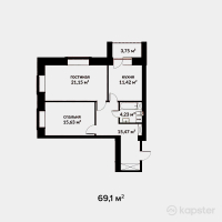 ЖК Manhattan — 2-ком 69.1 м² (от 18,657,000 тг)