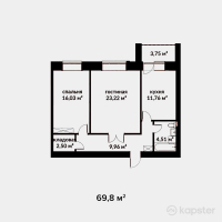 ЖК Manhattan — 2-ком 69.8 м² (от 18,846,000 тг)