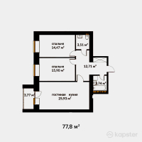 ЖК Manhattan — 3-ком 77.8 м² (от 21,006,000 тг)