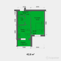 ЖК Третий Оптимальный — 1-ком 42.6 м² (от 11,928,000 тг)