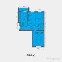 ЖК Третий Оптимальный — 3-ком 88.6 м² (от 24,808,000 тг)