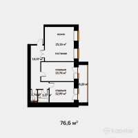 ЖК Даулет — 1-ком 76,6 м² (null)