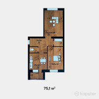 ЖК Grand Aktobe — 2-ком 75.1 м² (от 20,277,000 тг)