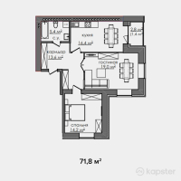 ЖК Времена года — 1-ком 71,8 м² (null)