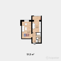 ЖК Яссауи — 1-ком 51.5 м² (от 12,360,000 тг)