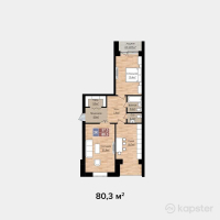 ЖК Яссауи — 2-ком 80.3 м² (от 19,272,000 тг)