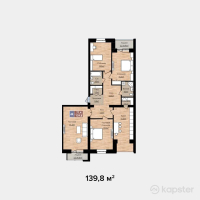 ЖК Яссауи — 4-ком 139.8 м² (от 33,552,000 тг)