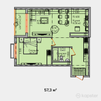 ЖК Aruzhana — 2-ком 57,3 м² (null)