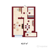 ЖК Томирис — 1-ком 42,2 м² (null)
