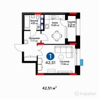 ЖК B-Group Avenue — 1-ком 42,5 м² (null)