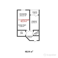 ЖК Васильевский — 2-ком 48.1 м² (от 24,070,000 тг)