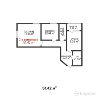 ЖК Васильевский — 2-ком 51.4 м² (от 25,710,000 тг)