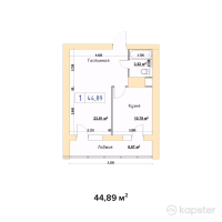 ЖК Альфа Бета — 1-ком 44,9 м² (null)