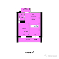 ЖК Альфа Бета — 1-ком 49,9 м² (null)