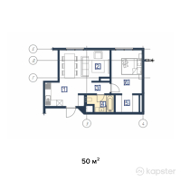 ЖК Twin Towers — 1-ком 50 м² (null)