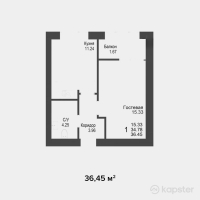 ЖК Шанырак — 1-ком 36,5 м² (null)