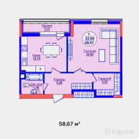 ЖК AQ ORDA — 1-ком 58.7 м² (от 22,587,950 тг)