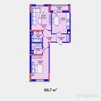 ЖК AQ ORDA — 2-ком 66.7 м² (от 25,679,500 тг)