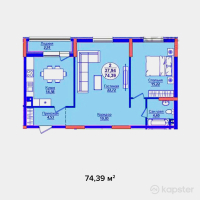 ЖК AQ ORDA — 2-ком 74.4 м² (от 28,640,150 тг)