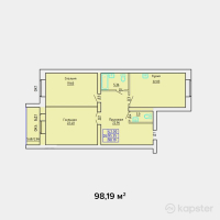 ЖК TOMIRIS — 2-ком 98.2 м² (от 23,565,600 тг)