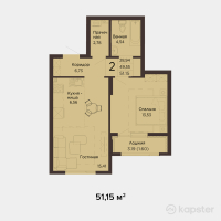 ЖК Tumar Gold — 2-ком 51.2 м² (от 26,342,250 тг)