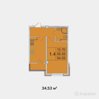 ЖК Ozhet Plus — 1-ком 34.5 м² (от 16,574,400 тг)