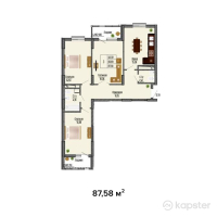 ЖК MIAMI — 3-ком 87.6 м² (от 45,541,600 тг)