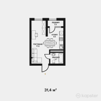 ЖК Табысты — 1-ком 31.4 м² (от 10,990,000 тг)