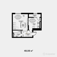 ЖК Табысты — 1-ком 48.1 м² (от 18,751,200 тг)