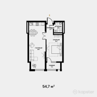 ЖК Табысты — 2-ком 54.7 м² (от 19,145,000 тг)