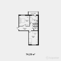 ЖК Самал — 2-ком 74.3 м² (от 20,429,800 тг)