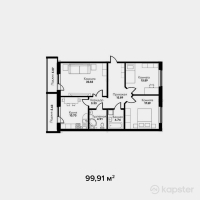 ЖК Самал — 3-ком 99.9 м² (от 27,475,500 тг)