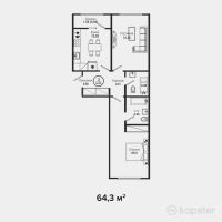 ЖК BrickTown — 2-ком 64.3 м² (от 24,369,700 тг)