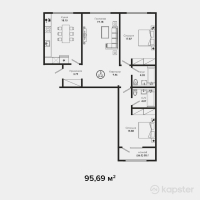 ЖК BrickTown — 3-ком 95.7 м² (от 38,180,310 тг)