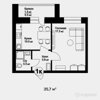 ЖК Dublin — 1-ком 35,7 м² (null)