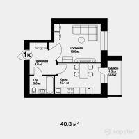 ЖК Dublin — 1-ком 40,8 м² (null)
