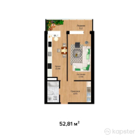 ЖК Жаксылык — 1-ком 52.8 м² (от 8,449,700 тг)