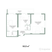 ЖК METROPOLE — 2-ком 93.5 м² (от 98,175,000 тг)