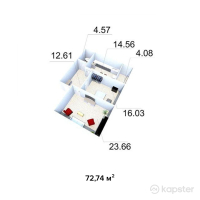 ЖК на ул. Черекаева, 2/6 — 2-ком 72.7 м² (от 18,185,000 тг)