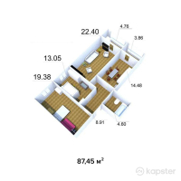 ЖК на ул. Черекаева, 2/6 — 3-ком 87.5 м² (от 21,862,700 тг)