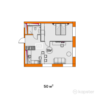 Апарт-отель YE`S Астана — 2-ком 50 м² (от 45,000,000 тг)