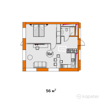 Апарт-отель YE`S Астана — 2-ком 56 м² (от 50,400,000 тг)